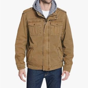 Levi Men’s M military style cotton washed jacket. Khaki.  New without tags.